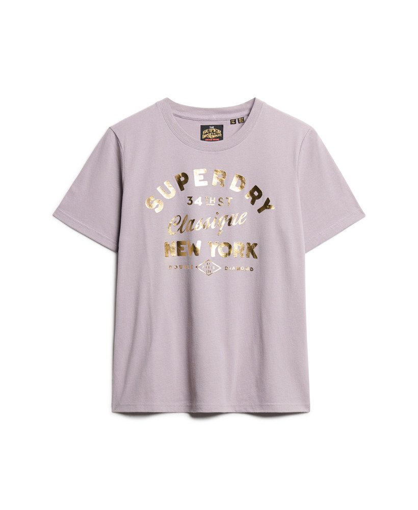 Luxe Metallic Logo Relaxed Tee | Brassica Lilac