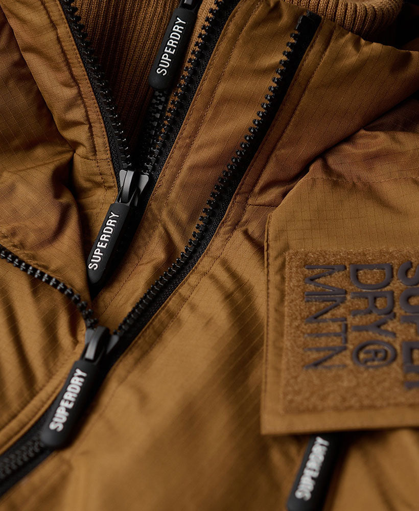 Hooded Mountain Windbreaker Slim Fit Jacket | Denim Co Tobacco Brown