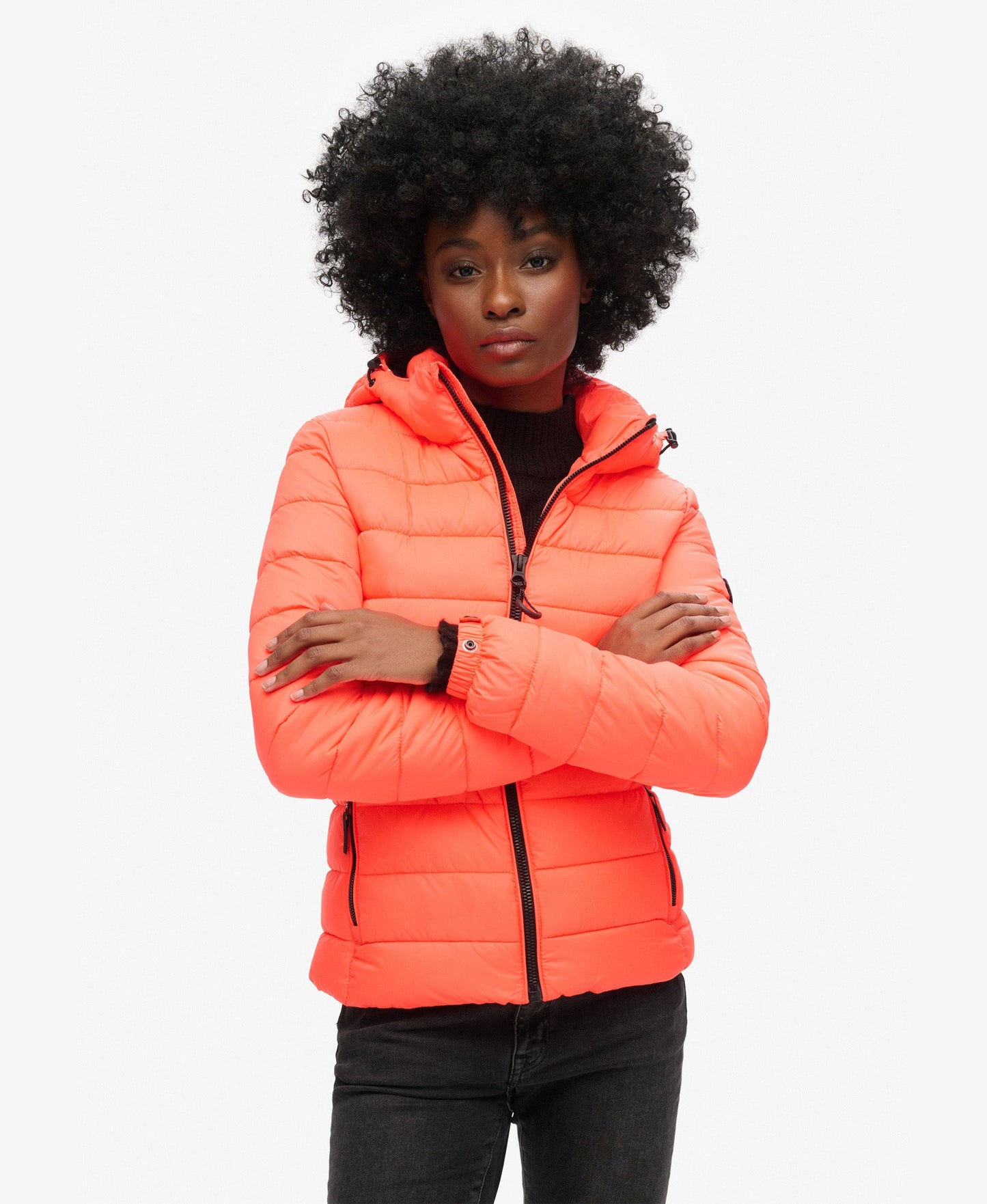 Classic Fuji Puffer Slim Fit Jacket | Hyper Fire Coral