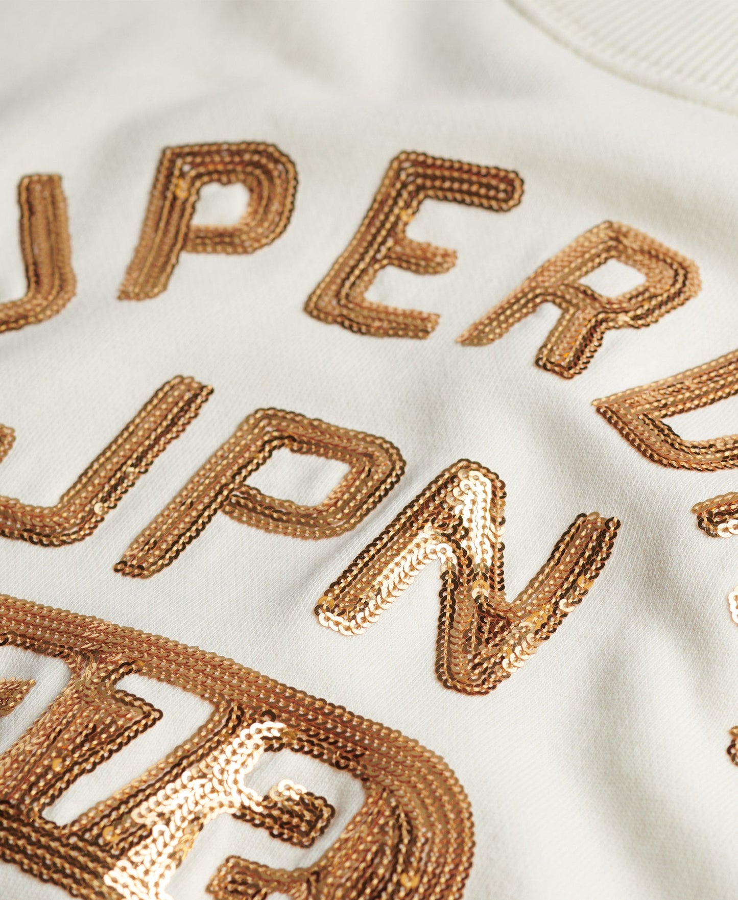 Embellished Varsity Loose Crew | Cream