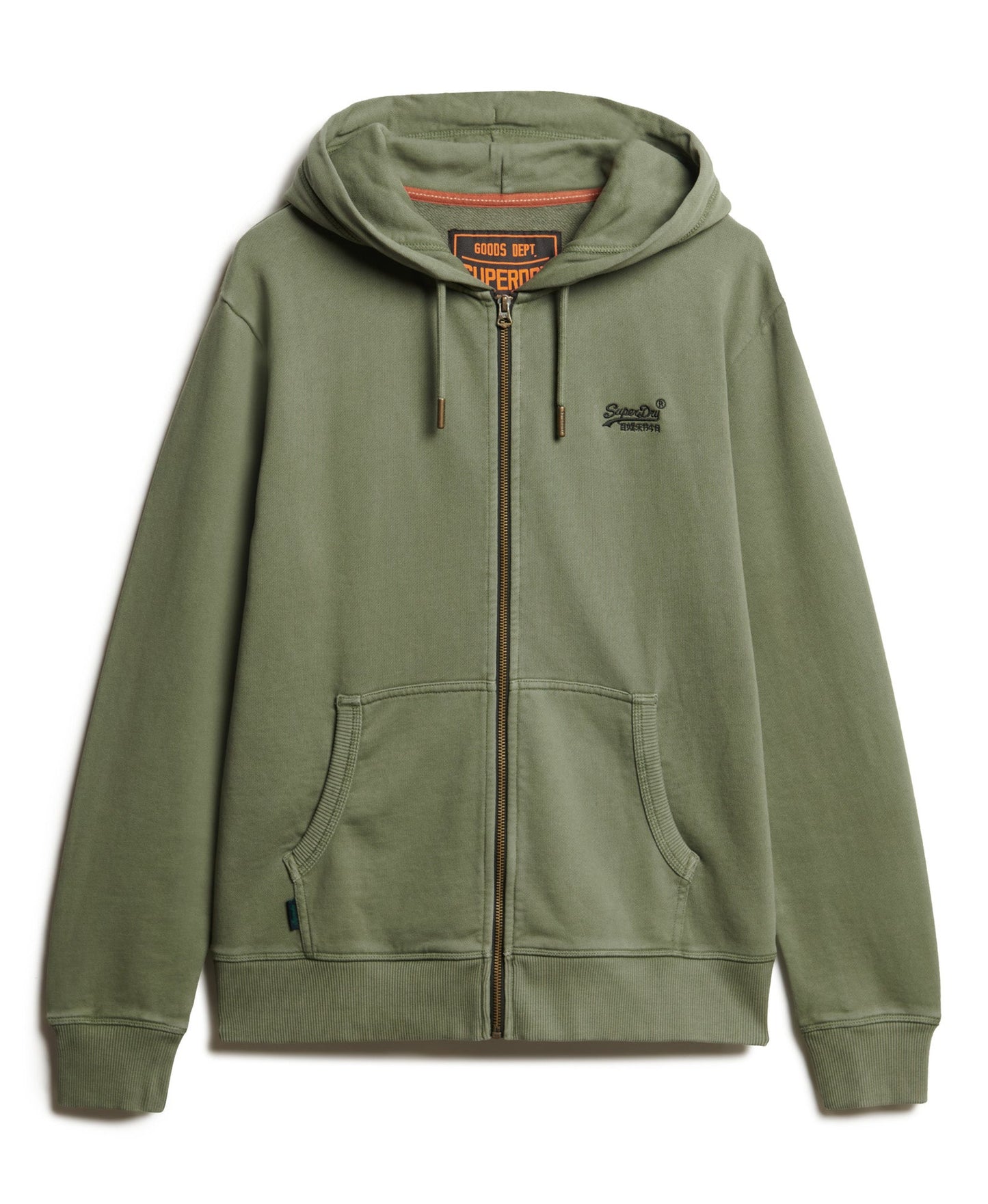 Essential Logo Washed Ziphood | Washed Beetle Green