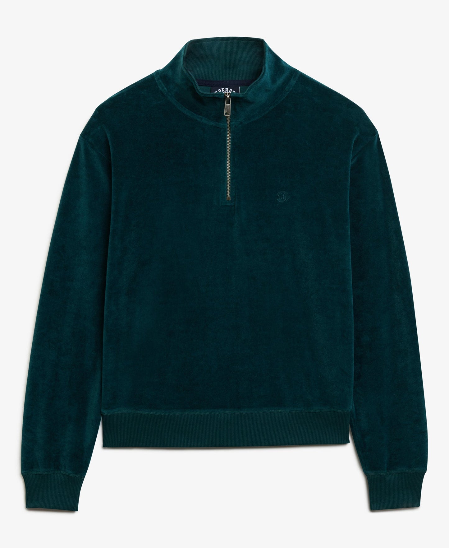 Velour Half Zip | Dark Pine Green