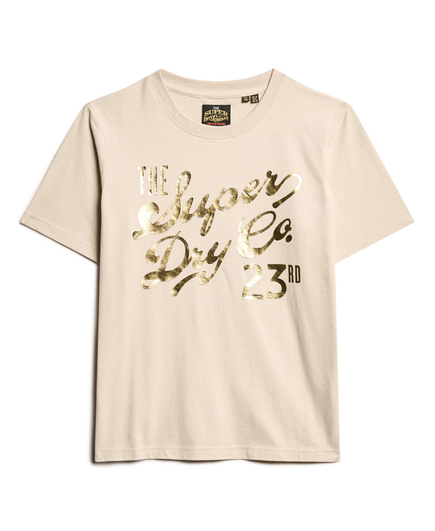 Luxe Metallic Logo Relaxed Tee | Off Grey