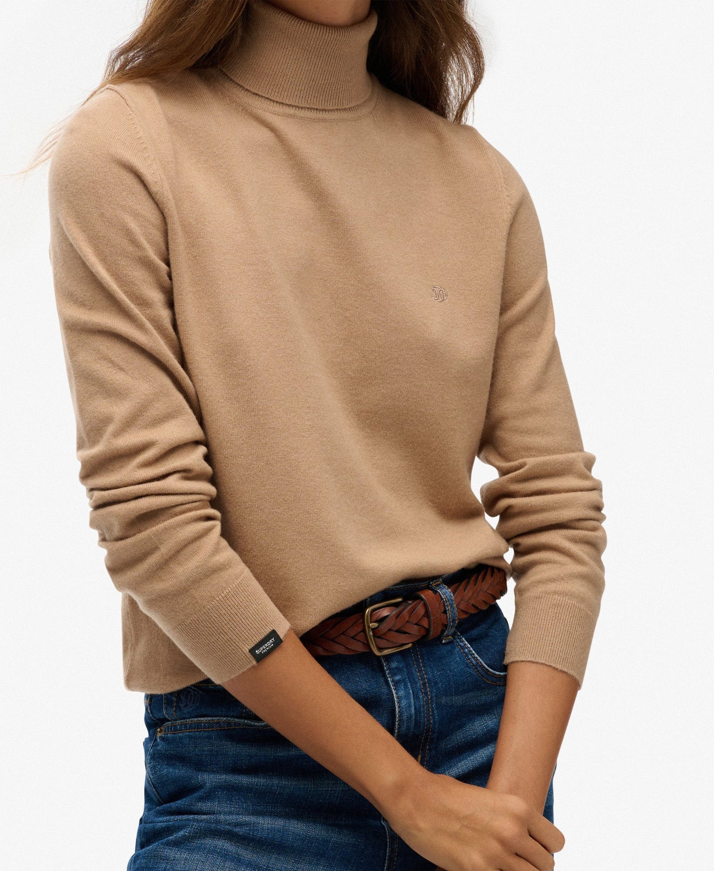 Classic Turtle Neck Slim Fit Jumper | Light Taupe Marle
