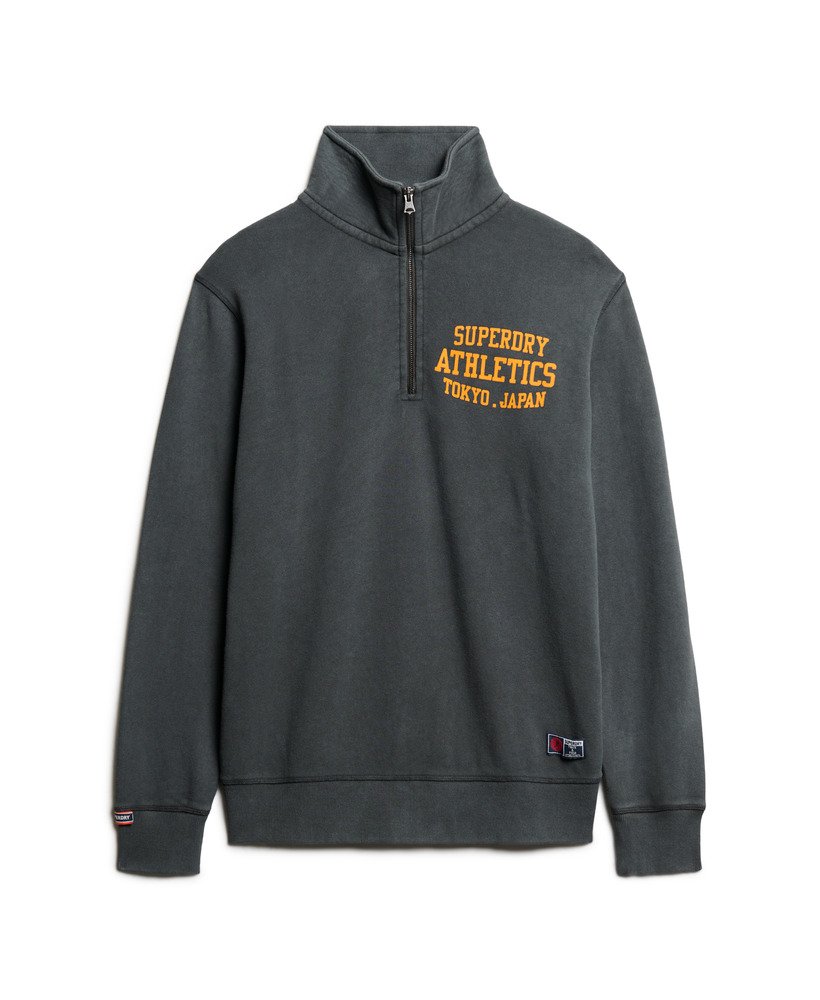 Track & Field Graphic Half Zip | Washed Black