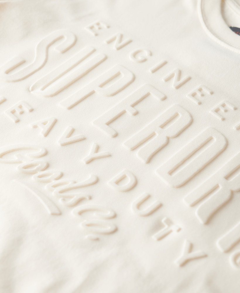 Embossed Logo Graphic T Shirt | Rice White