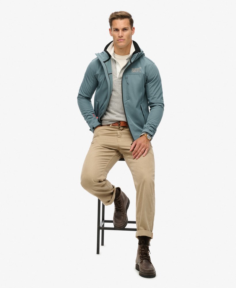 Hooded Soft Shell Trekker Jacket | Stormy Weather Blue