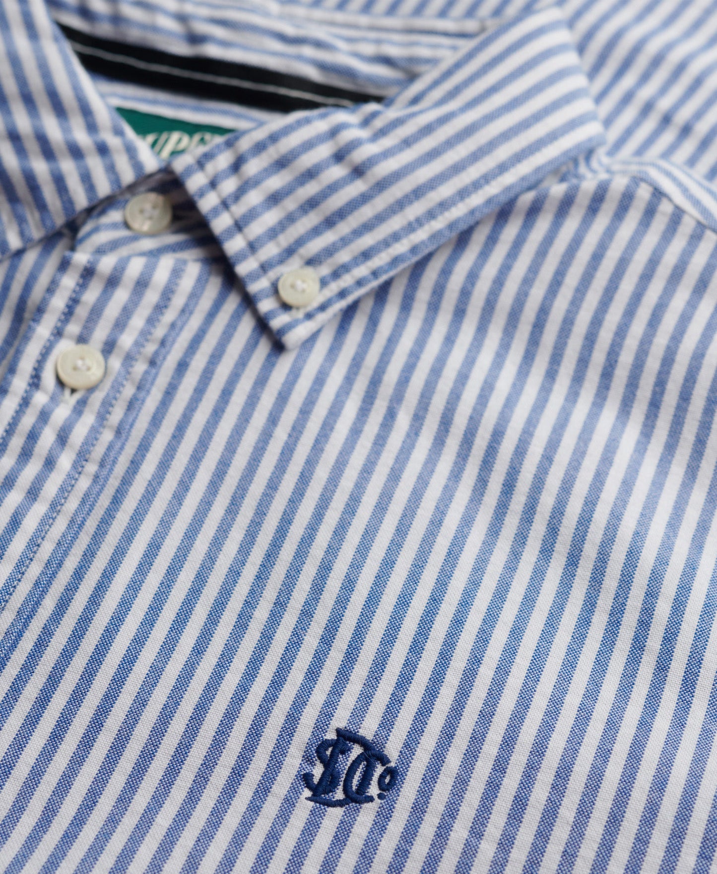 Slim Oxford Long Sleeve Shirt | Azure Blue Stripe Oxford