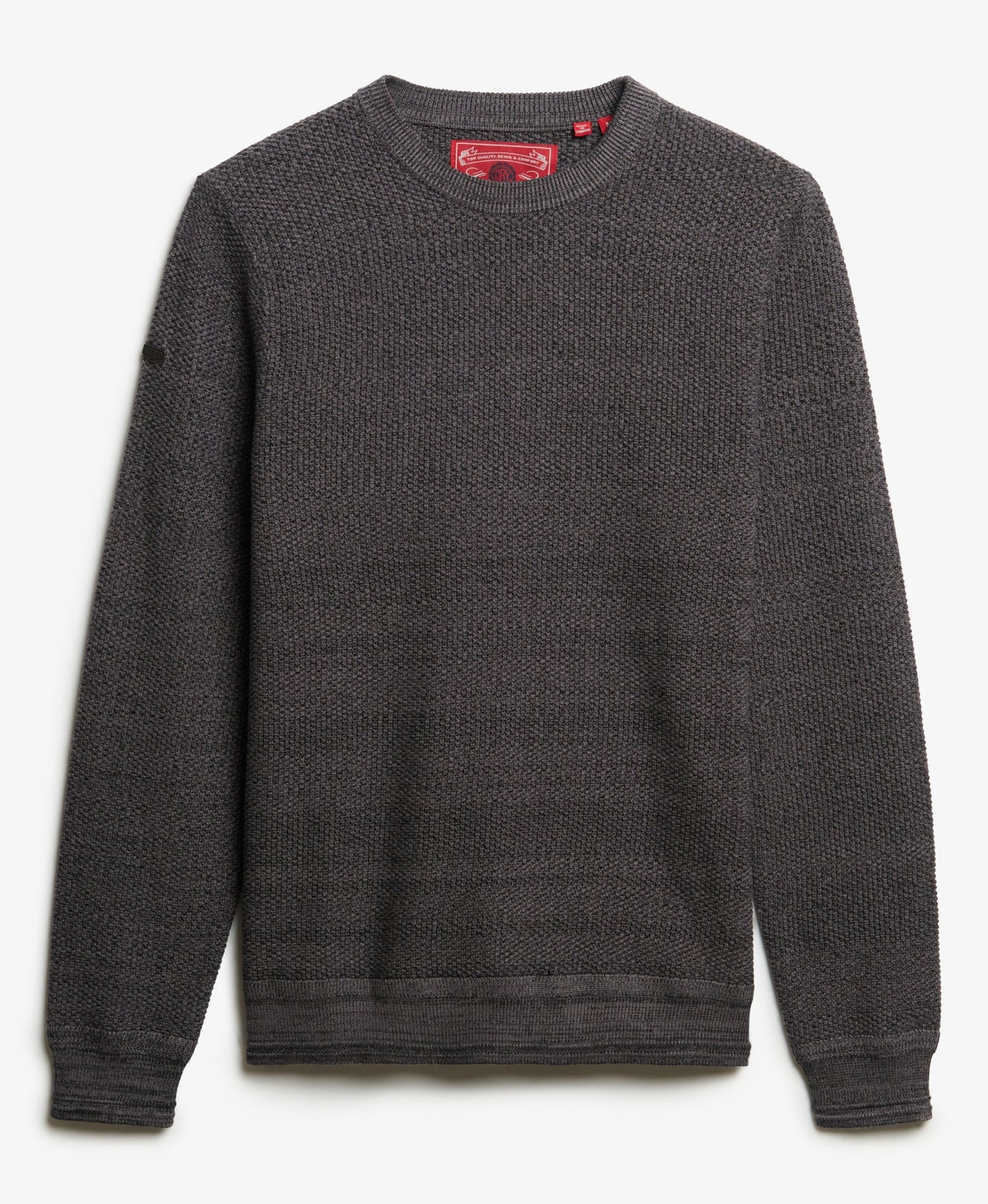 Light Weight Cotton Texture Jumper | Black/Dark Grey