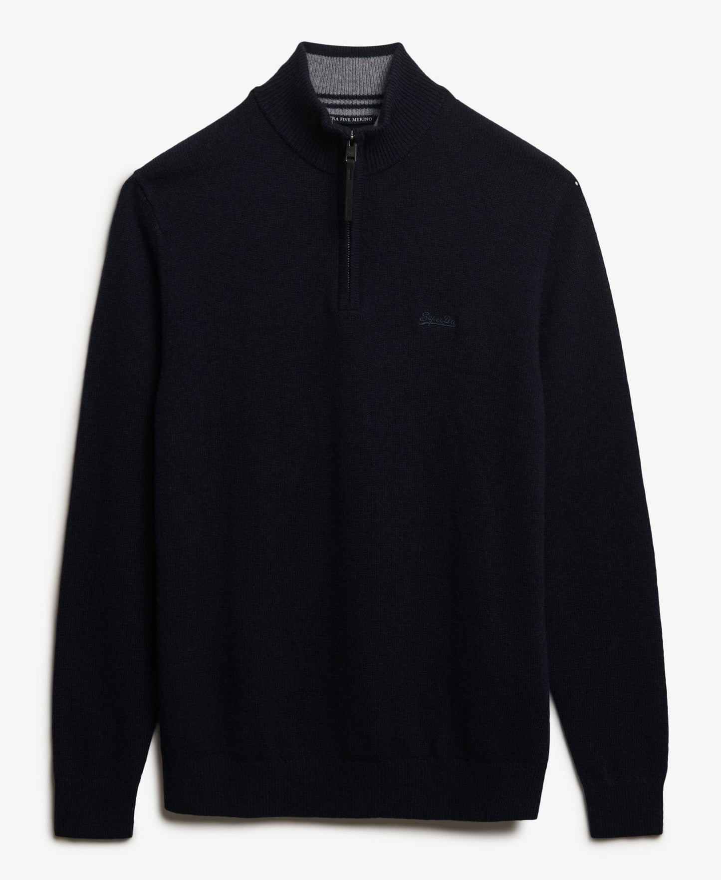 Wool Blend Half Zip Slim Fit Jumper | Charred Navy Marle