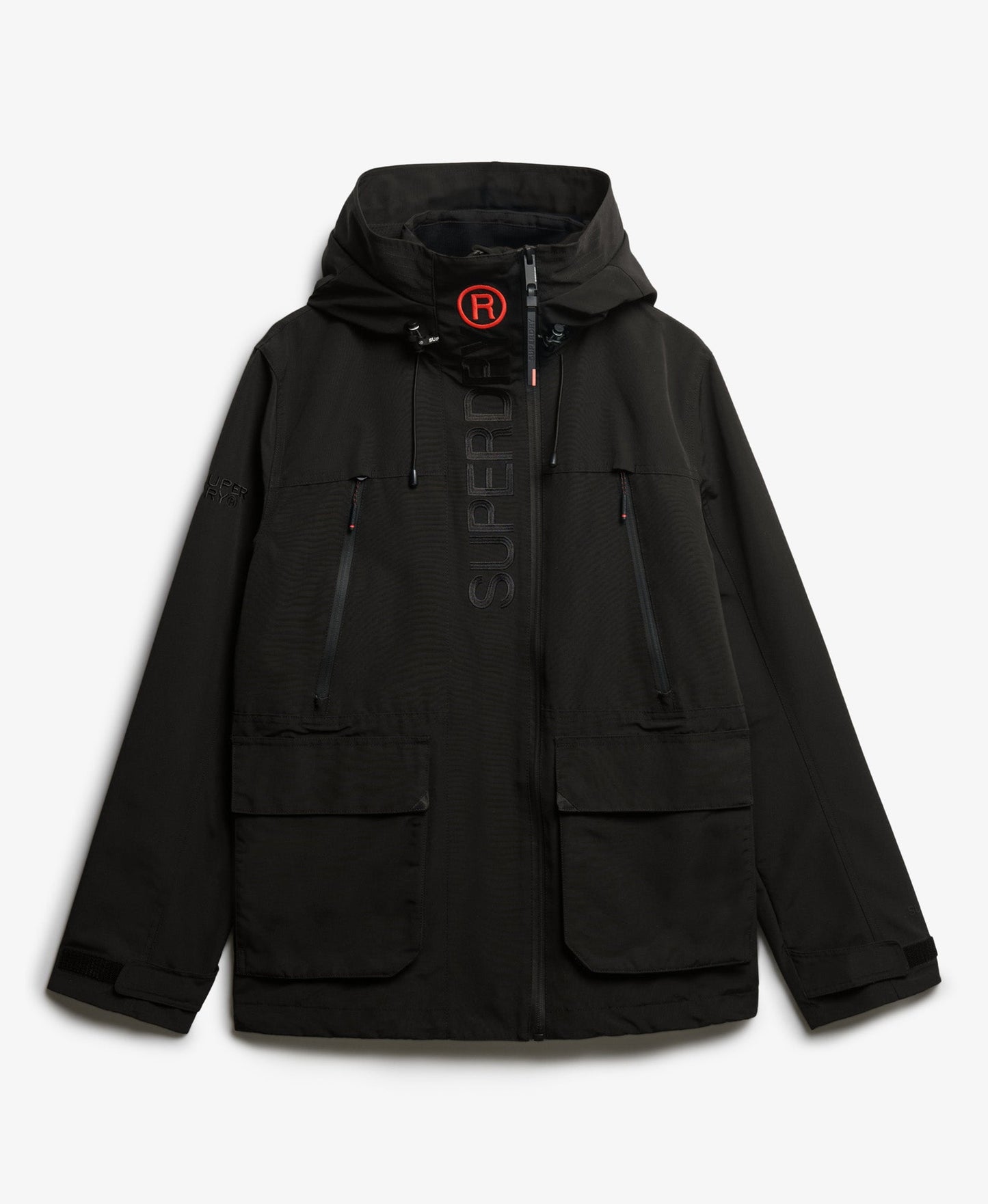 Slim Fit Hood Ultimate Embroidered Windbreaker | Black