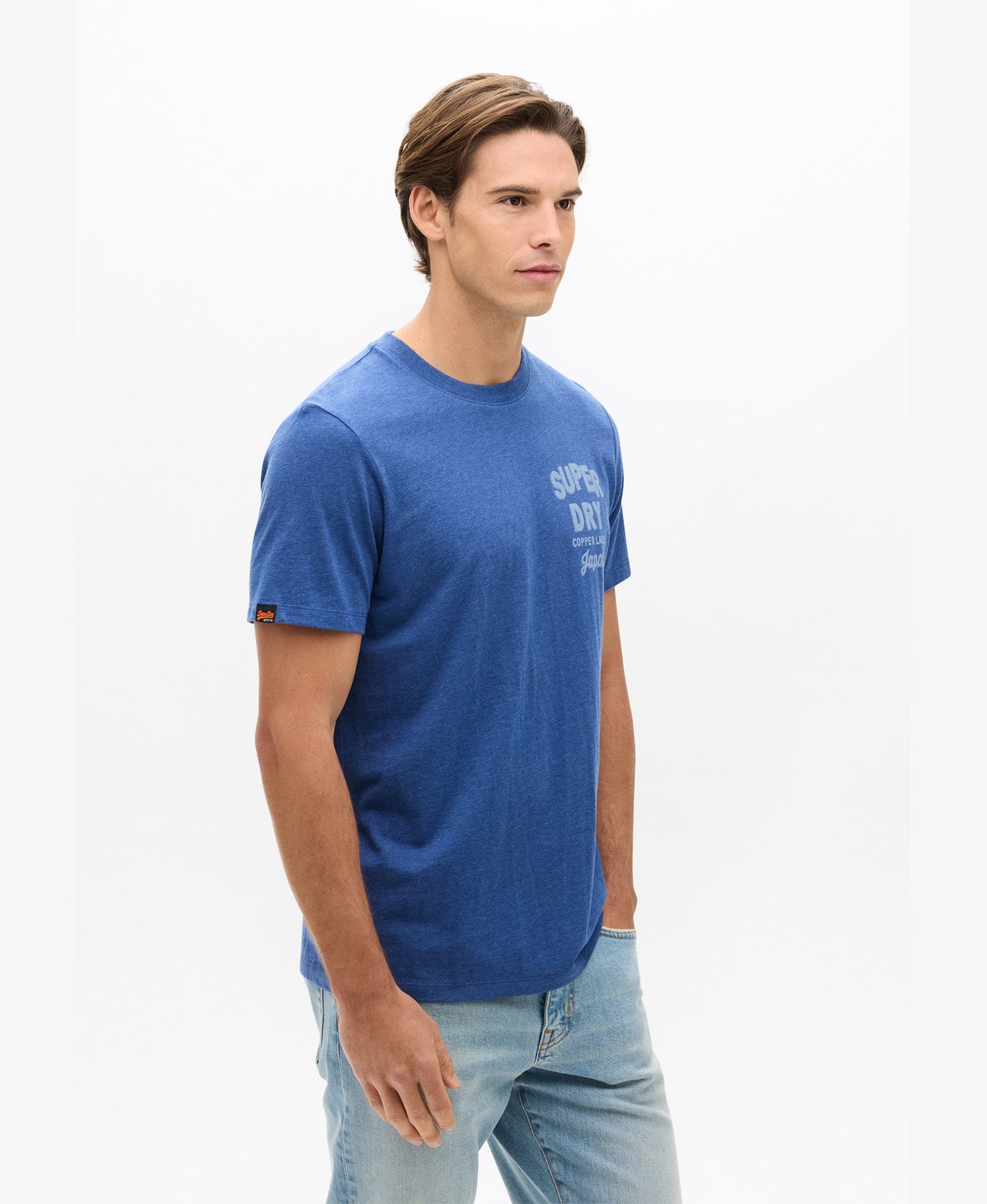 Copper Label Chest Tee | Bright Blue Marle