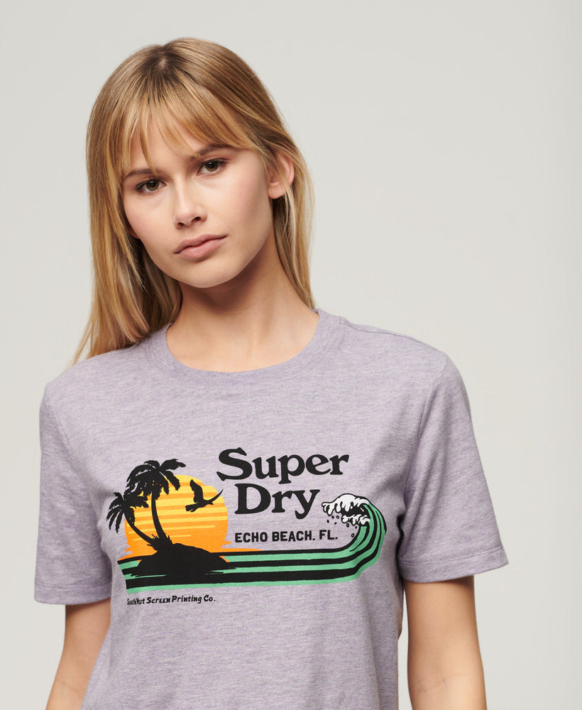 Outdoor Stripe Relaxed T Shirt | Parma Violet Purple Marle