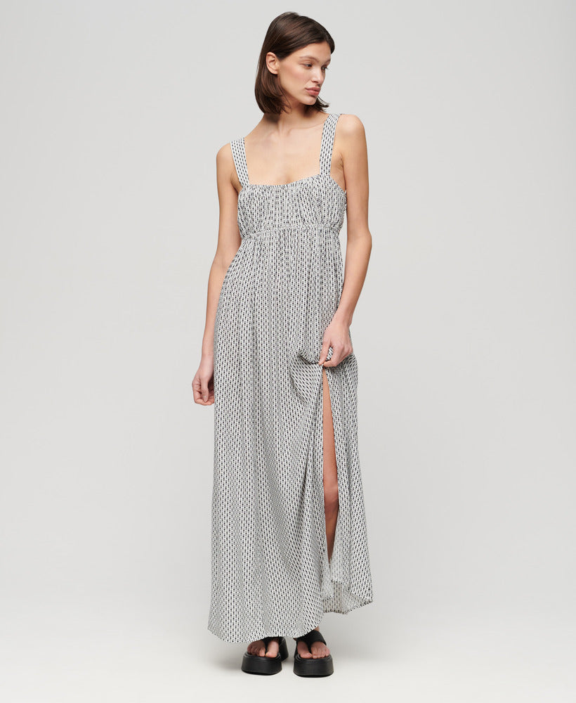 Tie Back Maxi Dress | Mono Cross Geo
