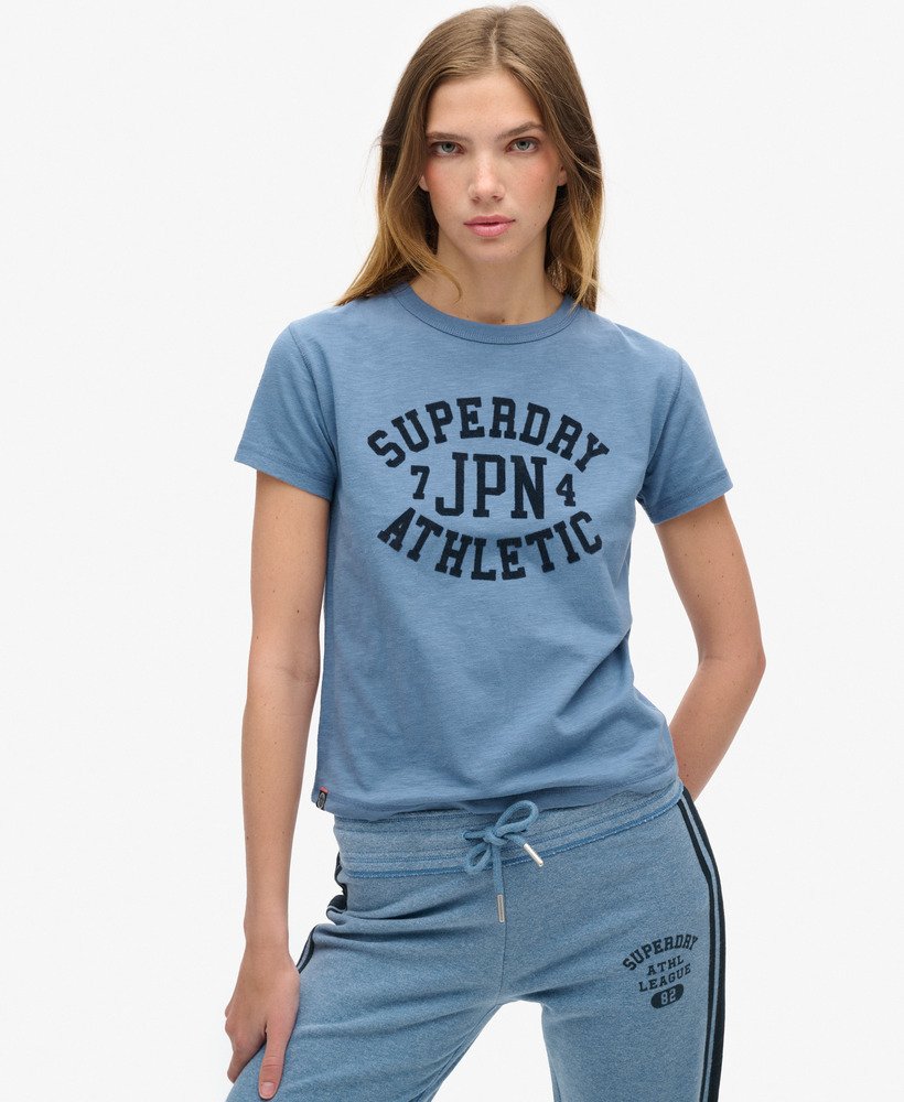 Athletic Graphic Fitted Slim Fit Tee | Wedgewood Blue Slub