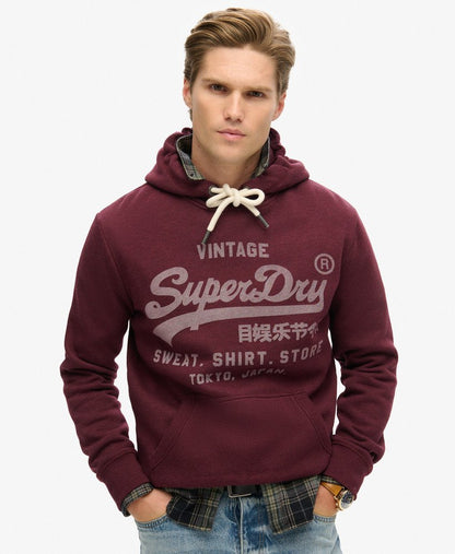 Classic Vintage Logo Graphic Hoodie | Track Burgundy Marle