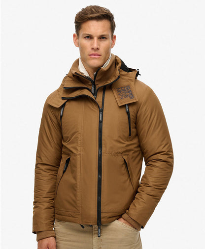 Hooded Mountain Windbreaker Slim Fit Jacket | Denim Co Tobacco Brown