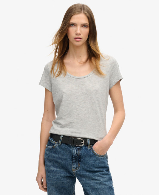 Scoop Neck Slim Fit Tee | Pepper Grey Marle
