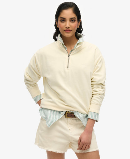 Velour Half Zip | Desert Bone Off White