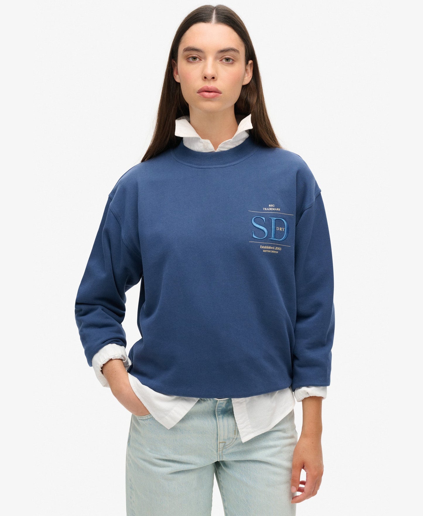 Luxe Metallic Logo Loose Sweat | Sargasso Sea Blue