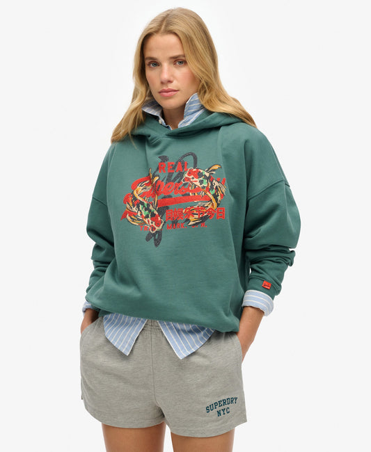Vintage Logo Tokyo Relaxed Hoodie | Mallard Green
