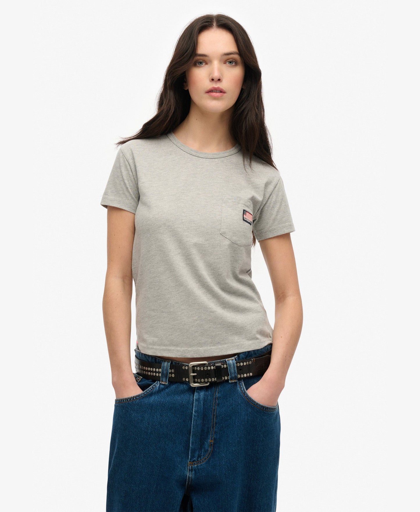 Athletic Essential Pocket Slim Fit Tee | Grey Marle