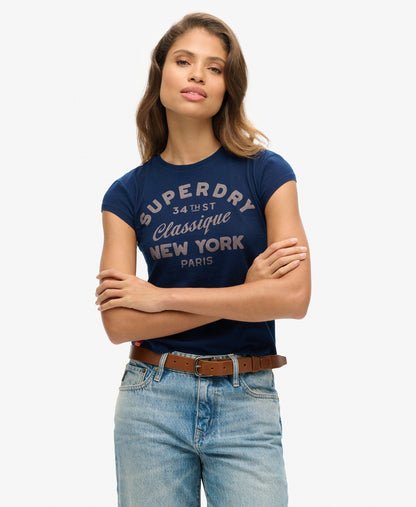 Indigo Workwear Cap Sleeve Slim Fit Tee | Deep Denim Blue Wash Indigo