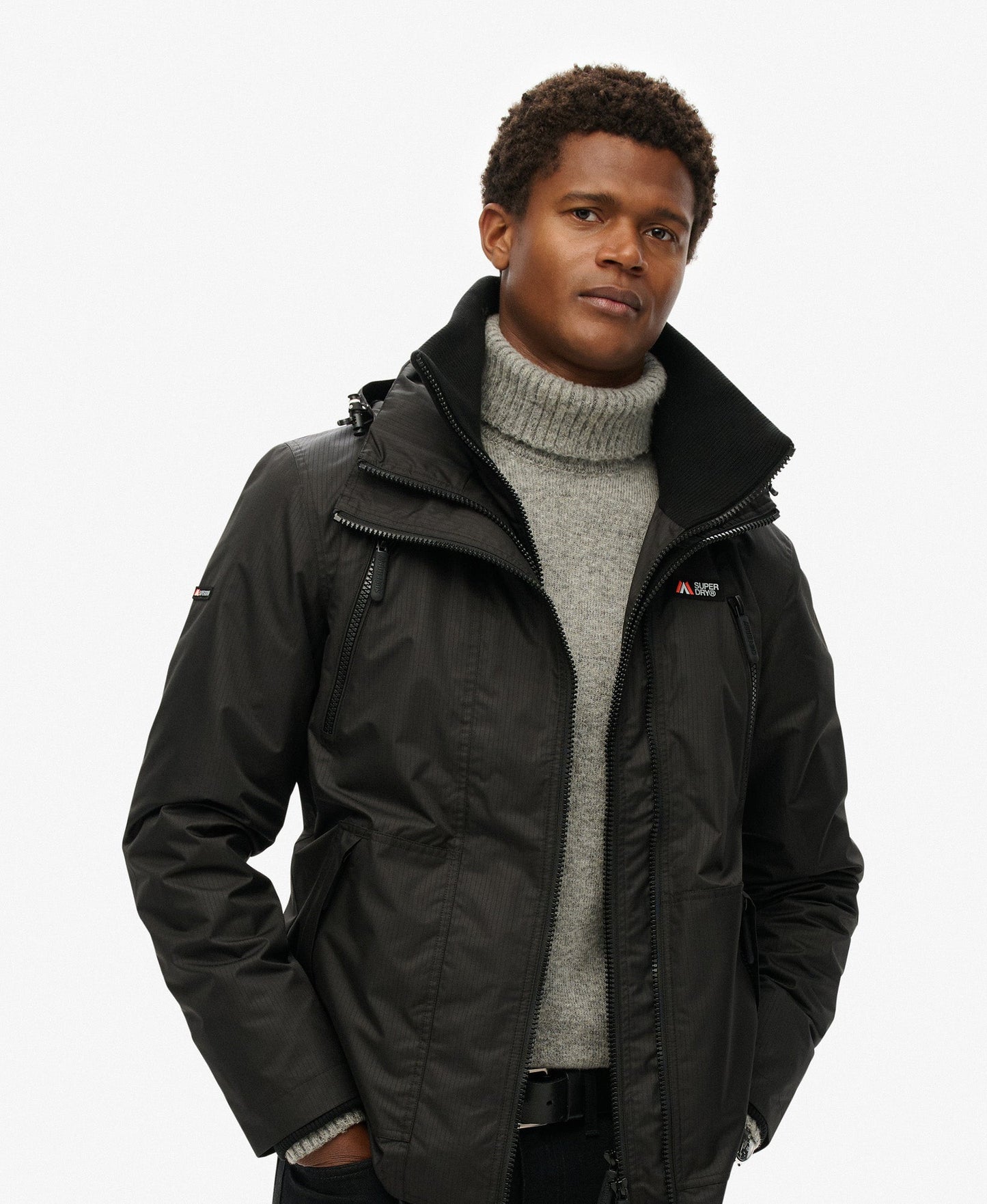 Hooded Mountain Windbreaker Jacket | Black