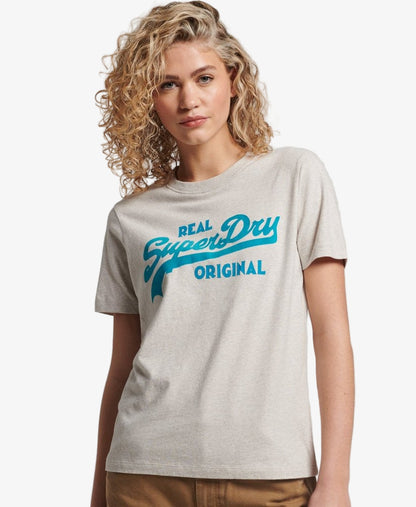Vintage Logo Scripted College Tee | Oatmeal Marle