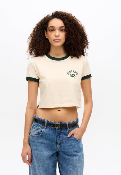 Athletic Essentials Ringer Slim Fit Tee | Turtledove Cream