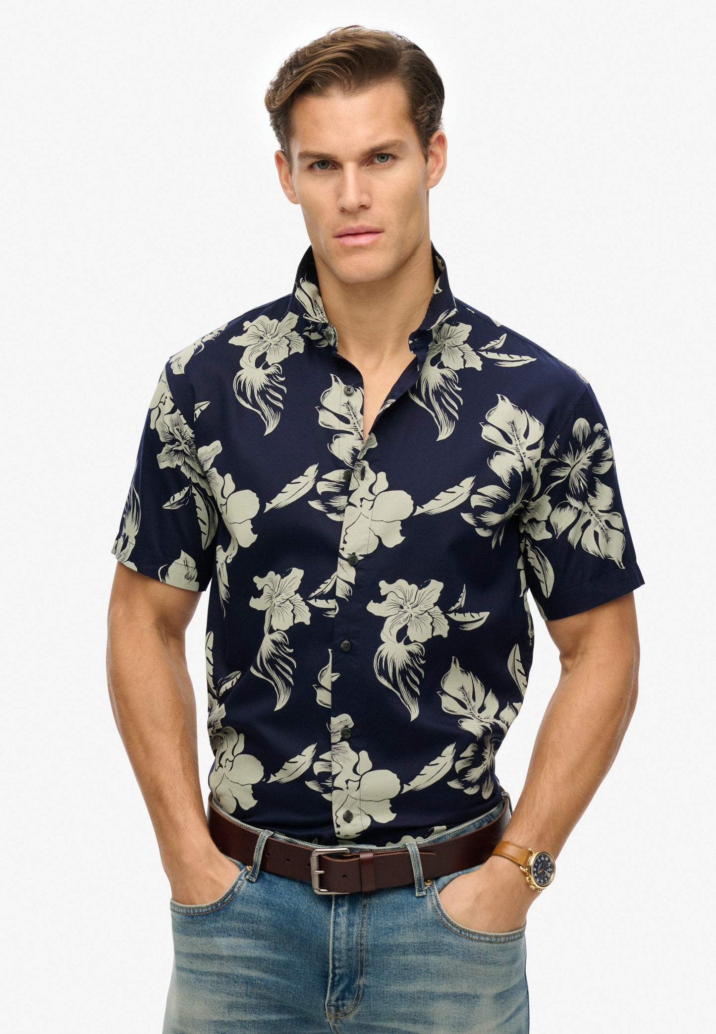 Hawaiian Print Shirt | Chrissy Indigo