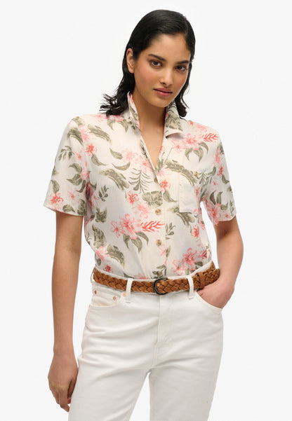 Beach Resort Shirt | Botanical Ecru