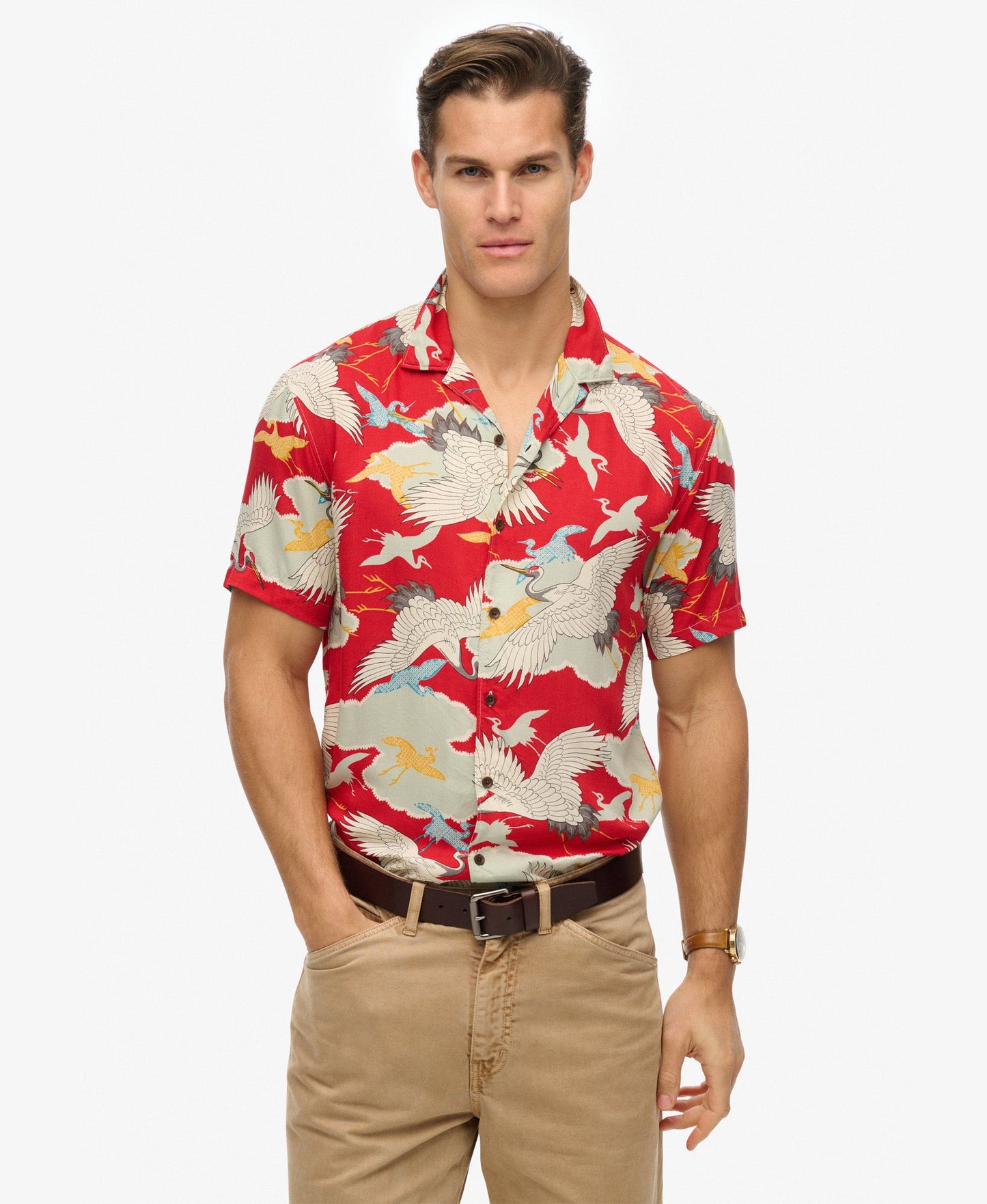 Merchant Hawaiian Shirt | Tsuru Red
