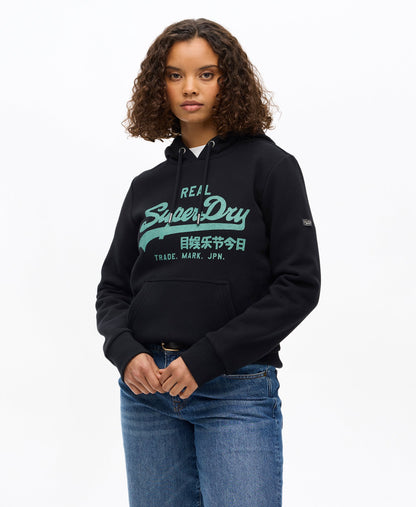 Vintage Logo Relaxed Hoodie | Black