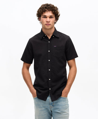 Seersucker Short Sleeve Shirt | Black