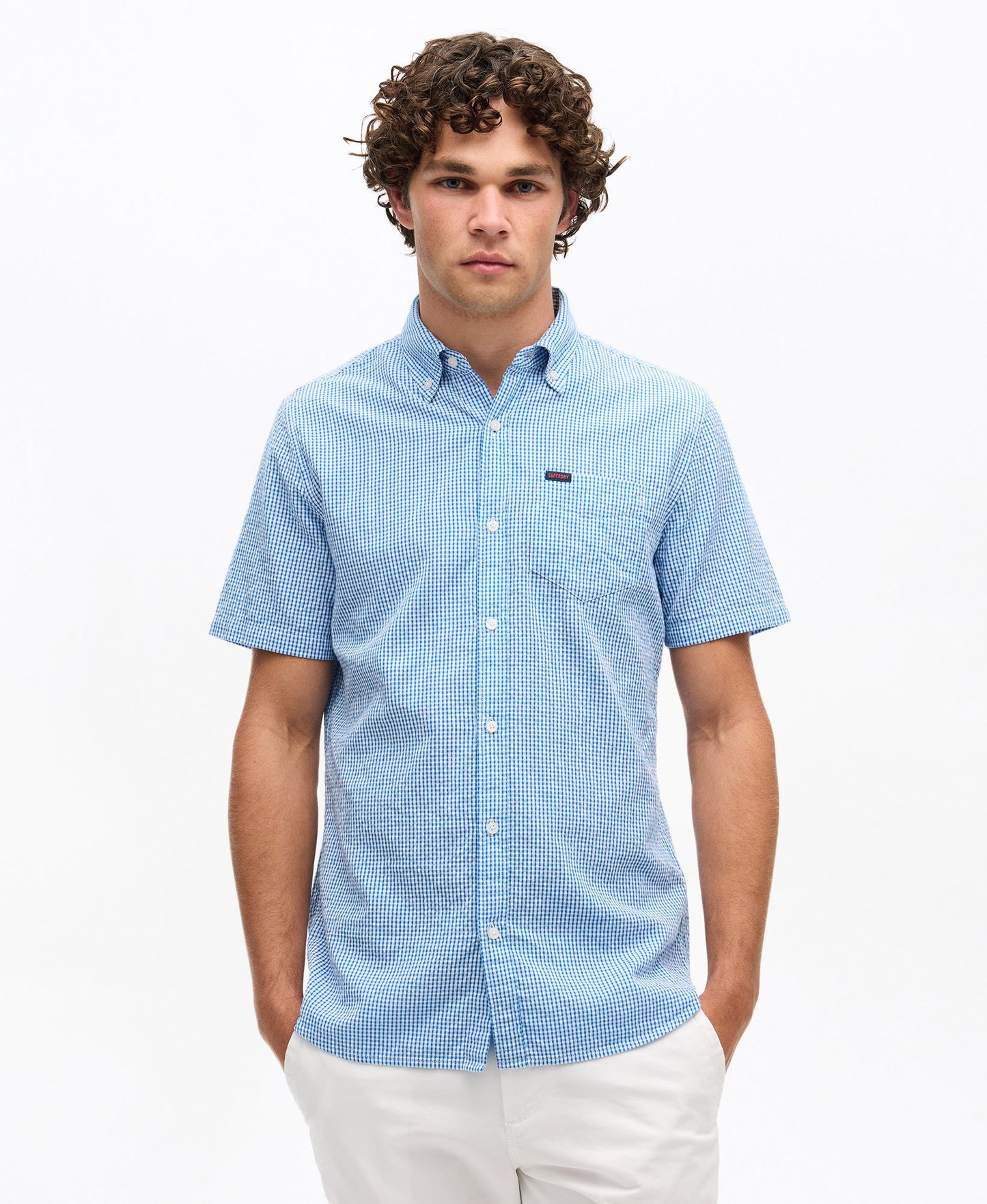 Seersucker Short Sleeve Shirt | Royal Gingham