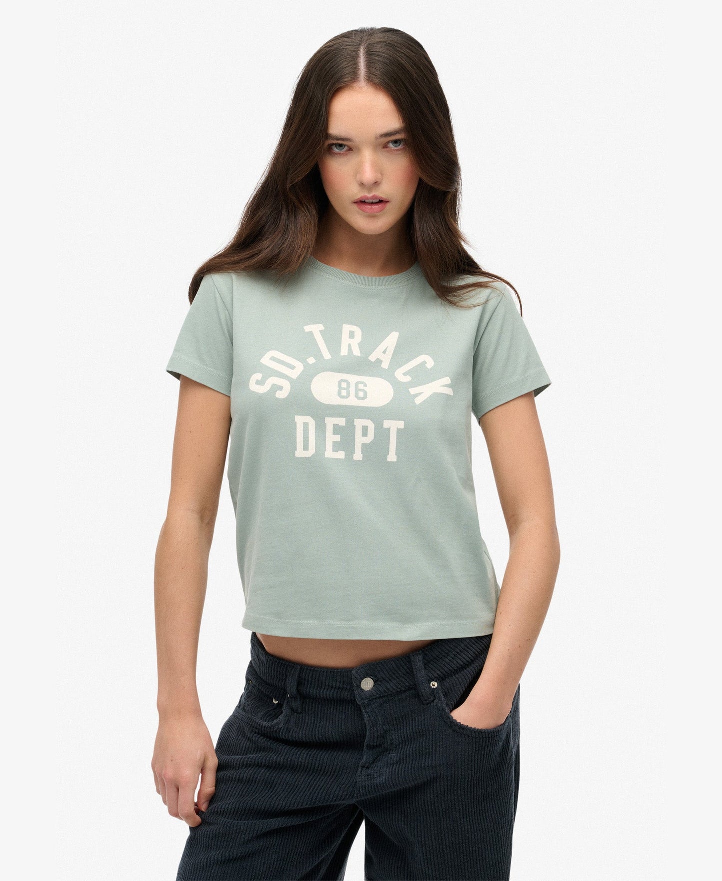 Athletic Graphic Fitted Slim Fit Tee | Light Jade Green