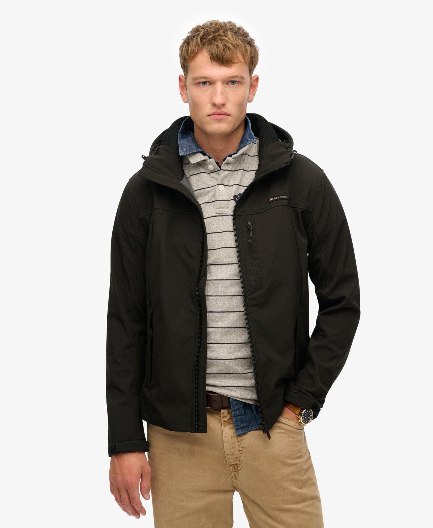 Hooded Soft Shell Trekker Jacket | Black