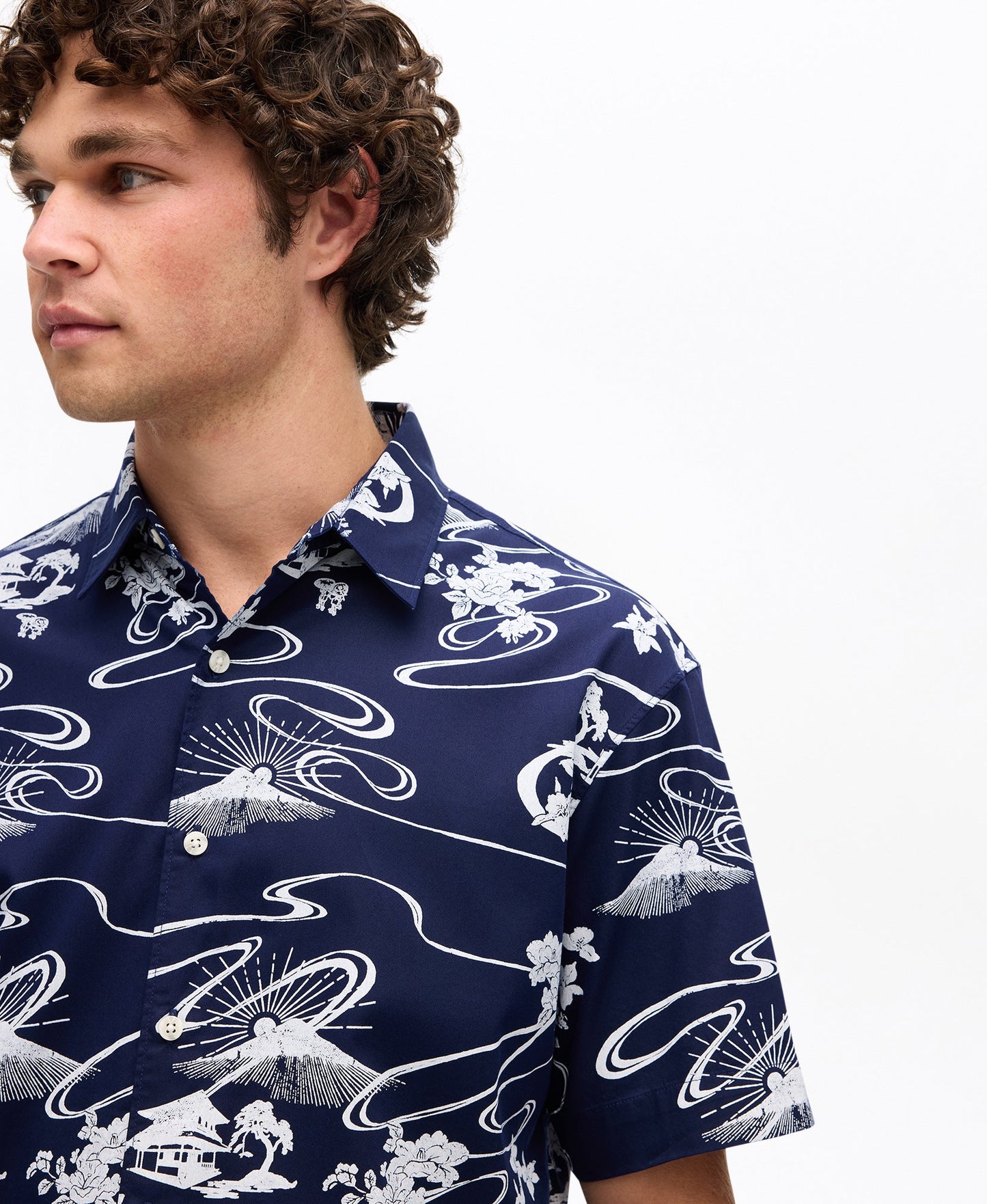 Hawaiian Shirt | Moon Mountain Navy