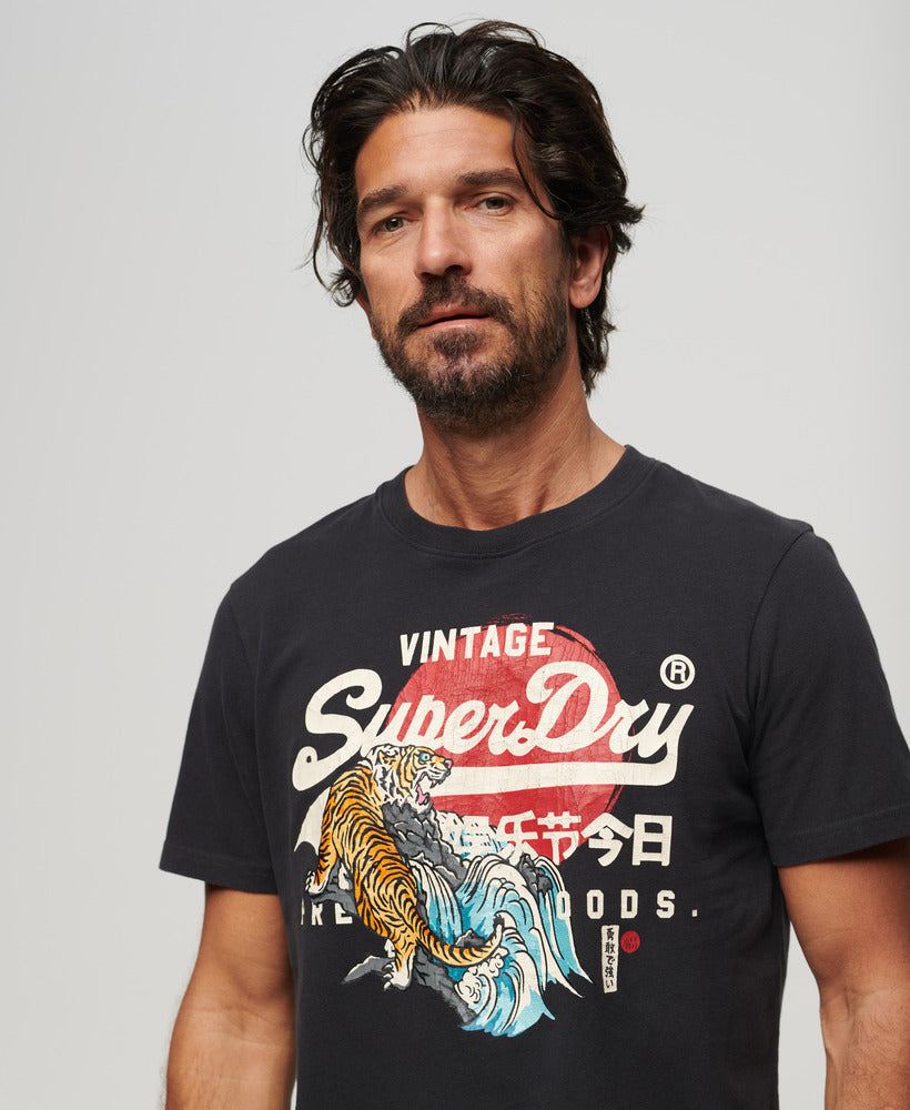 Tokyo Vintage Logo Graphic Tee | Bison Black