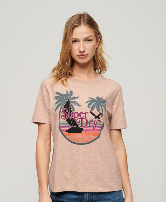 Outdoor Stripe Relaxed T Shirt | Orange Apricot Ice Marle