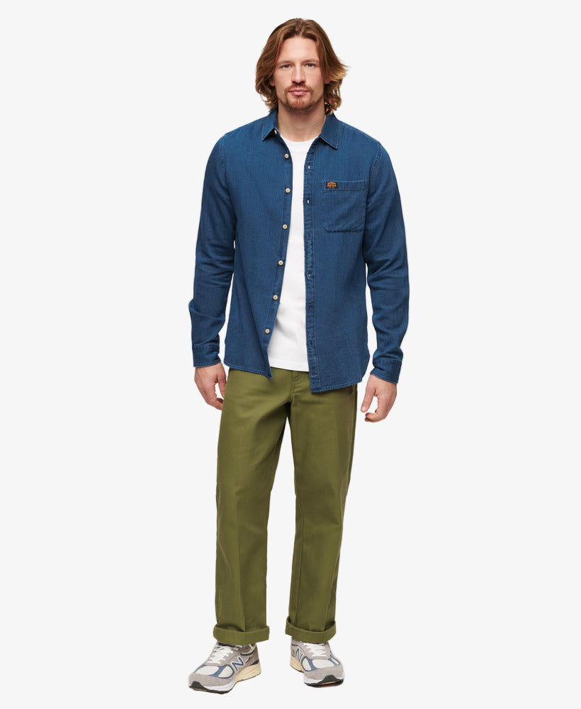 Organic Cotton Long Sleeve Denim Shirt | Rinse Wash