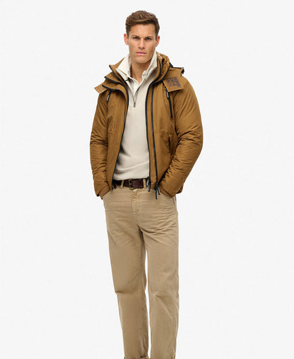Hooded Mountain Windbreaker Slim Fit Jacket | Denim Co Tobacco Brown