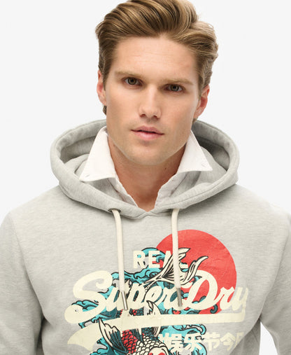 Tokyo Vintage Logo Graphic Hoodie | Pumice Stone Beige Marle