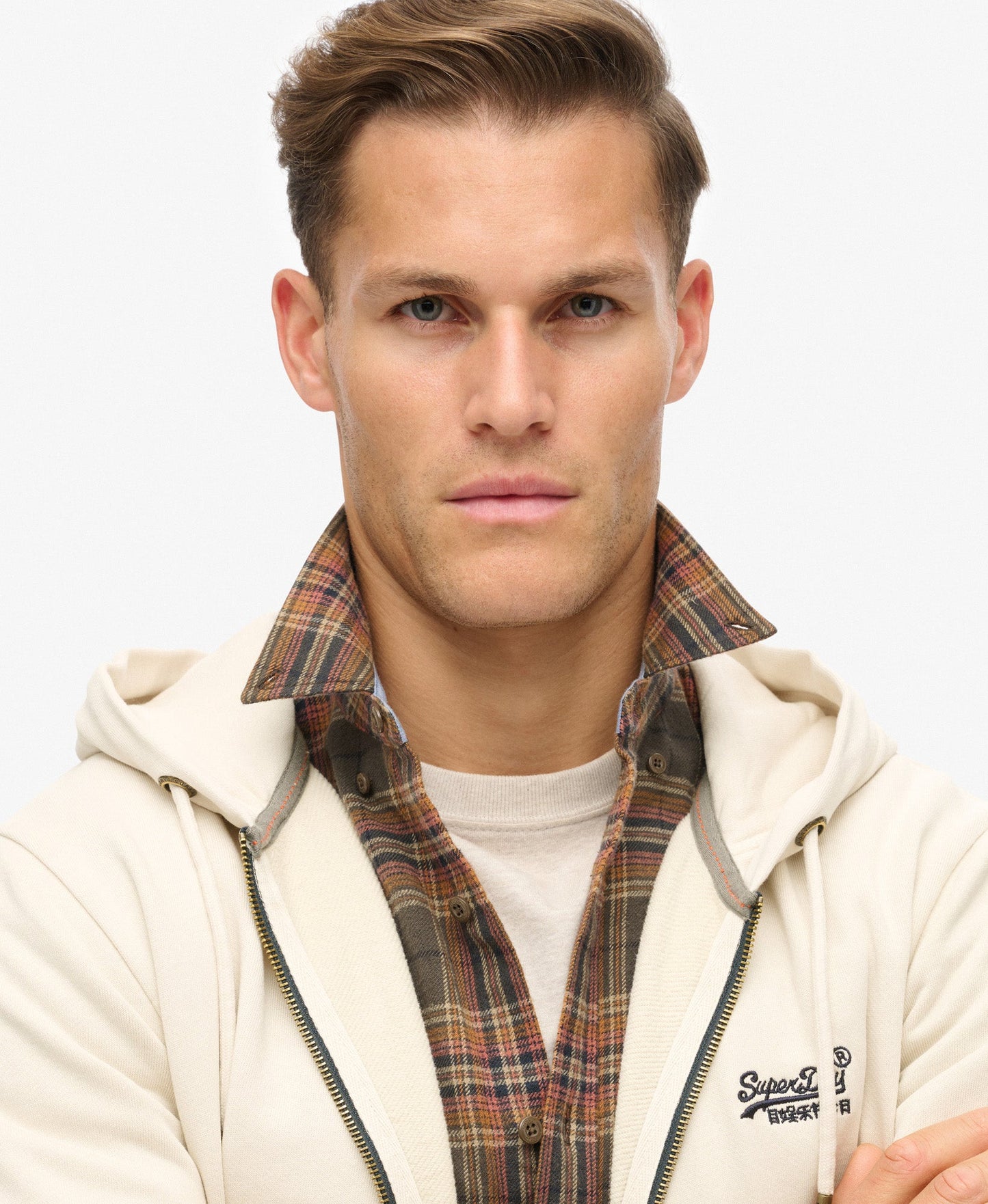 Essential Logo Washed Ziphood | Washed Chalk