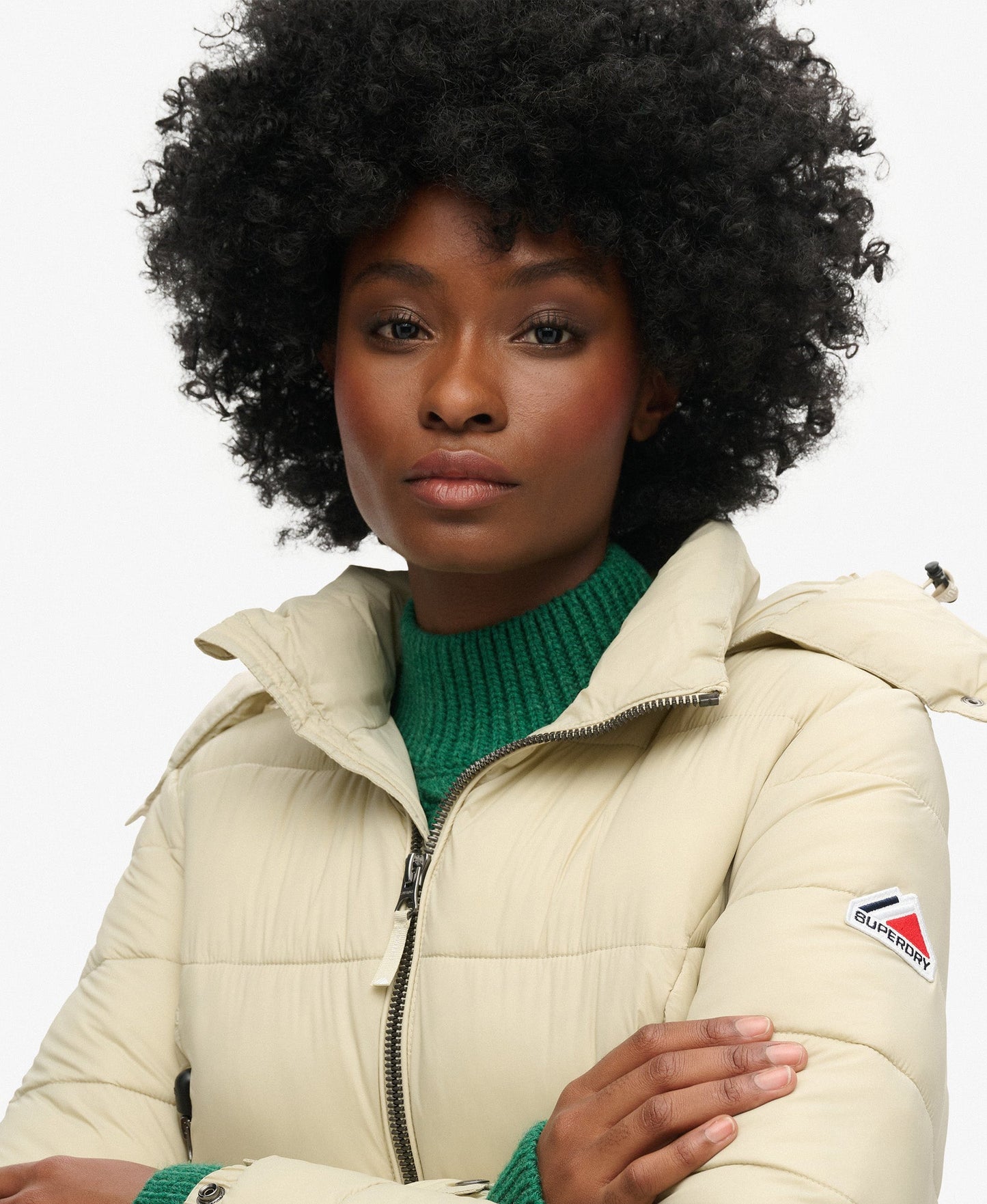 Crop Hooded Fuji | Pelican Beige