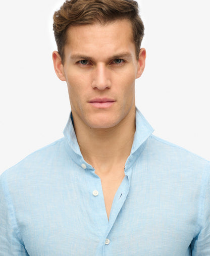 Vacation Long Sleeve Linen Shirt | Sea Blue Chambray