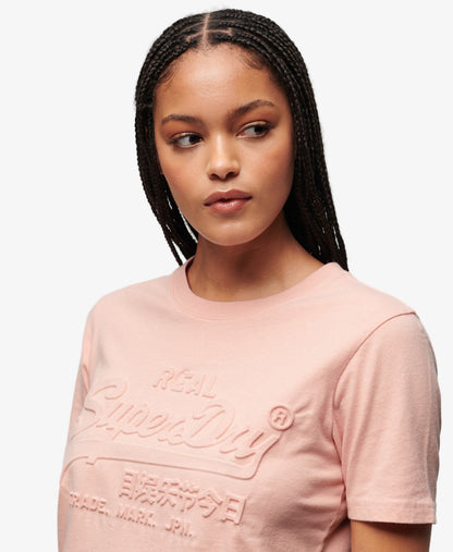 Embossed Vintage Logo Relaxed Tee | Peach Whip Pink