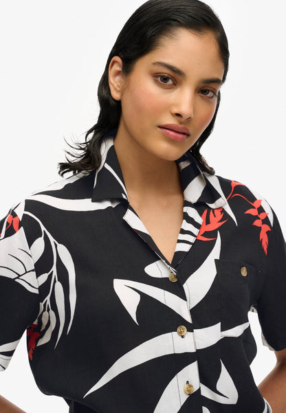 Beach Resort Shirt | Jungle Black Silhouette