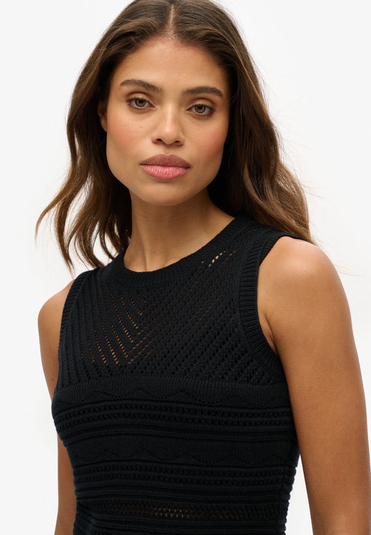 Crochet Mini Slim Fit Dress | Black